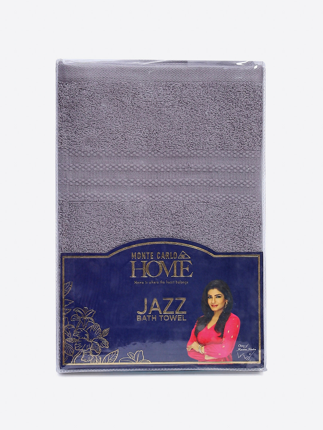 Grey Cotton Solid 400 GSM Bath Towel (Jazz)