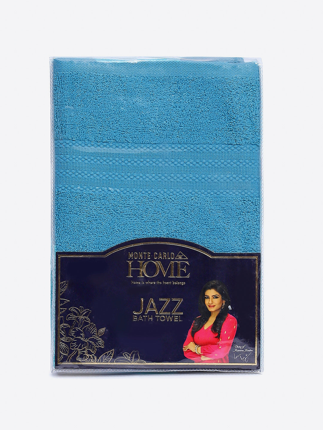 Aqua Blue Cotton Solid 400 GSM Bath Towel (Jazz)