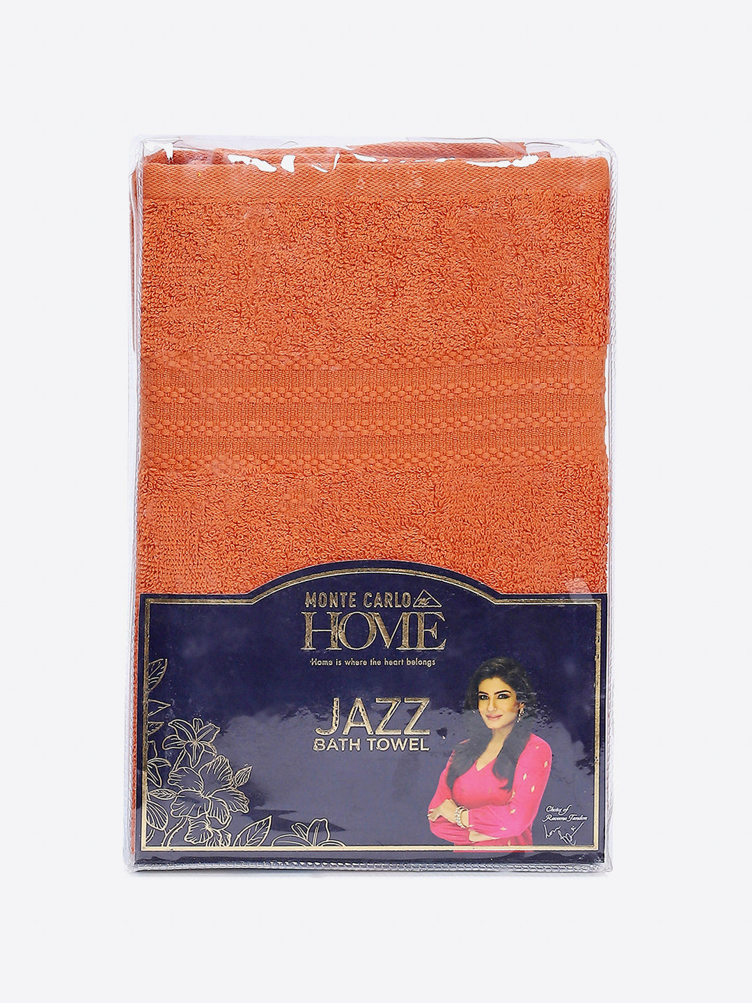 Orange Cotton Solid 400 GSM Bath Towel (Jazz)