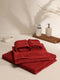Red Cotton Solid 380 GSM 2 Bath Towel & 2 Hand Towel
