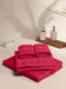Dark Red Cotton Solid 380 GSM 2 Bath Towel & 2 Hand Towel
