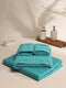 Aqua Blue Cotton Solid 380 GSM 2 Bath Towel & 2 Hand Towel