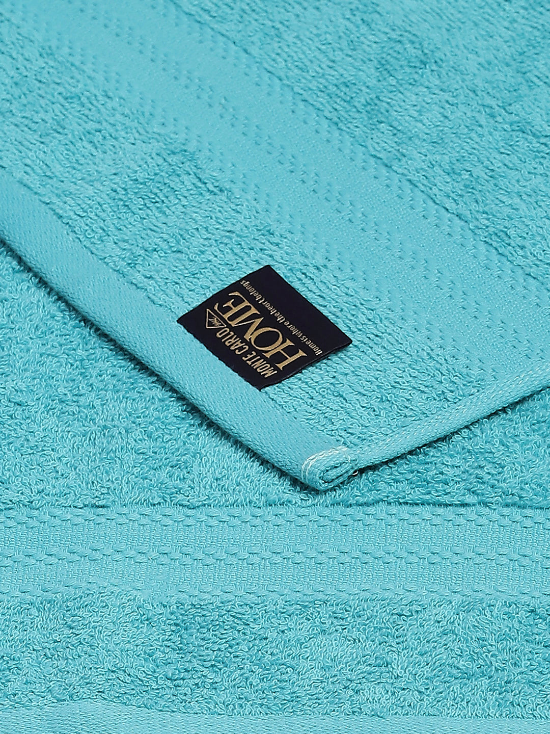 Aqua Blue Cotton Solid 380 GSM 2 Bath Towel & 2 Hand Towel