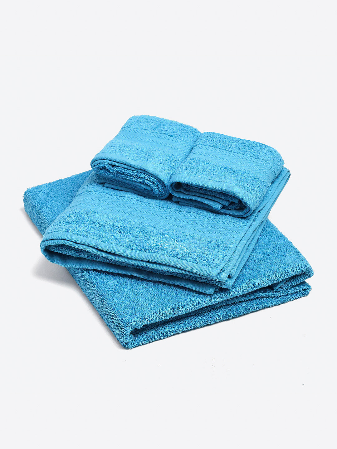 Sky Blue Cotton Solid 380 GSM 2 Bath Towel & 2 Hand Towel