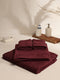 Maroon Cotton Solid 380 GSM 2 Bath Towel & 2 Hand Towel