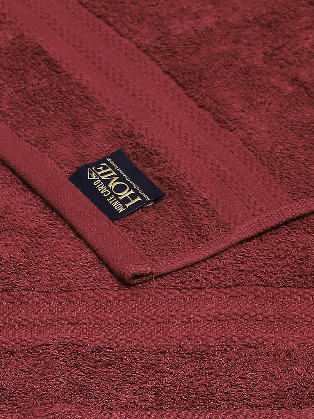 Maroon Cotton Solid 380 GSM 2 Bath Towel & 2 Hand Towel
