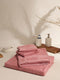 Light Pink Cotton Solid 380 GSM 2 Bath Towel & 2 Hand Towel