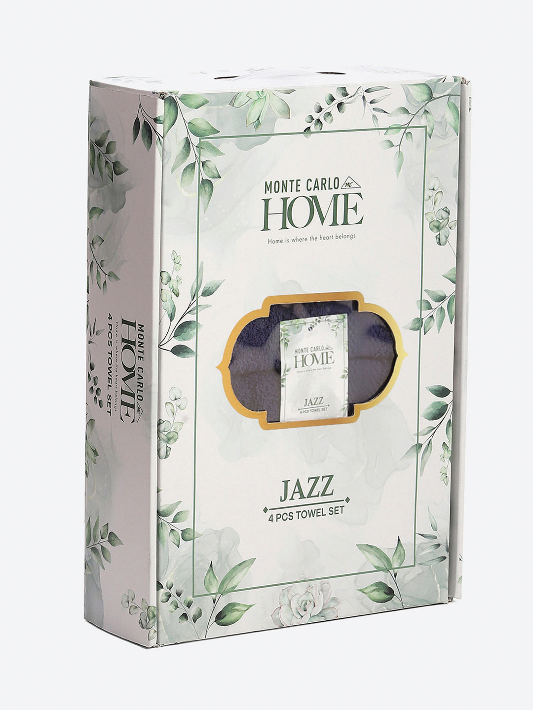 Navy Blue Cotton Solid 380 GSM 2 Bath Towel & 2 Hand Towel