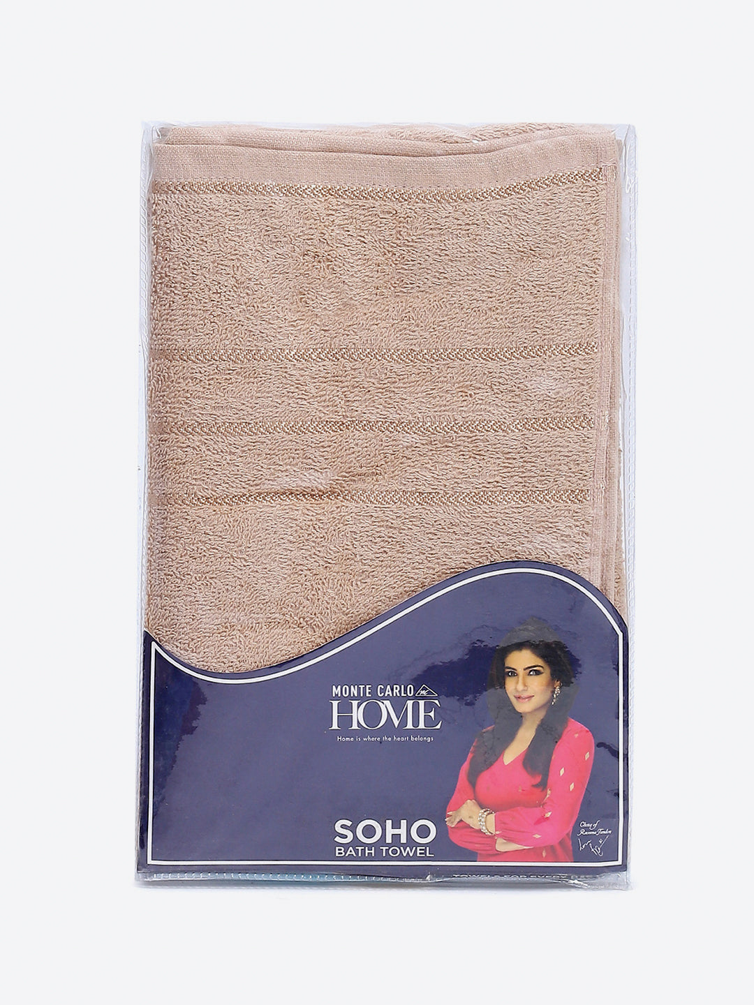 Beige Cotton Solid 350 GSM Bath Towel (Soho)