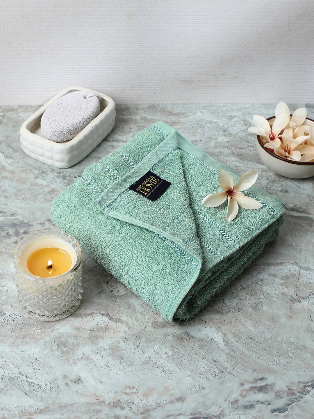 Sky Blue Cotton Solid 350 GSM Bath Towel (Soho)