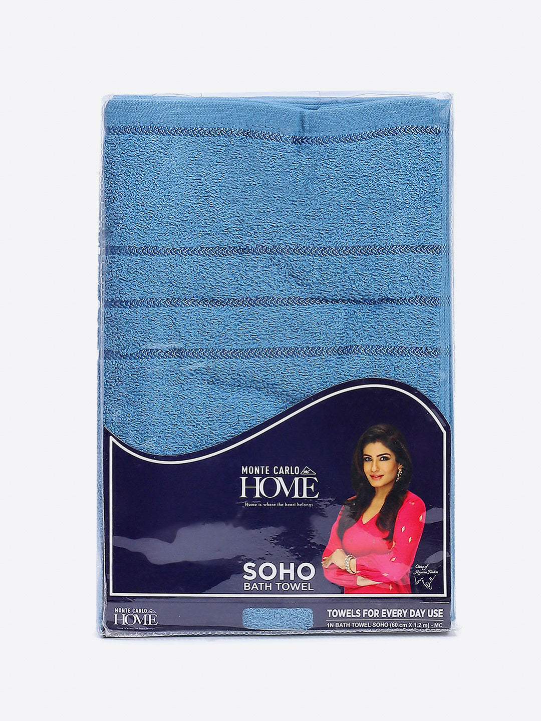 Light Blue Cotton Solid 350 GSM Bath Towel (Soho)