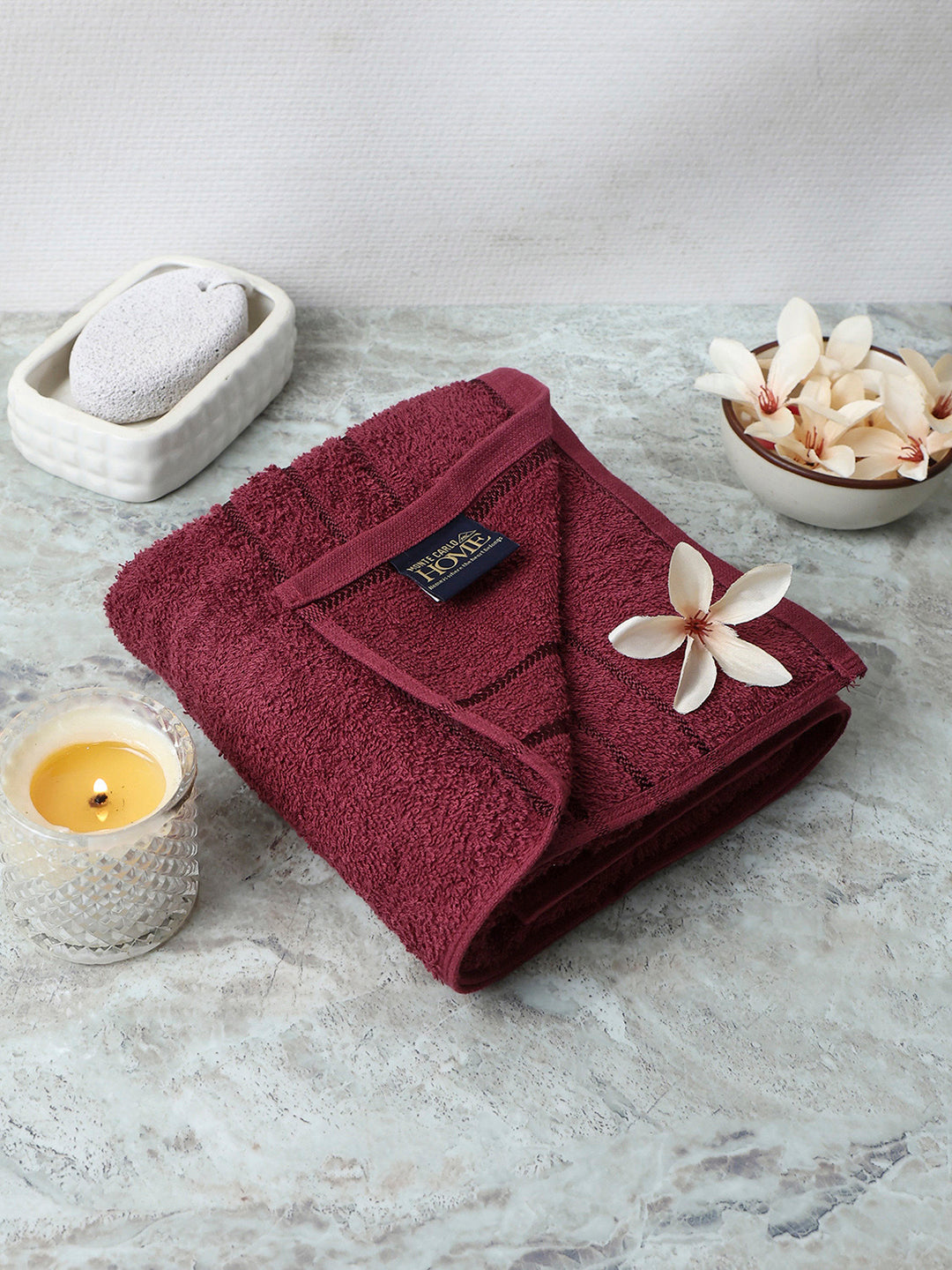 Maroon Cotton Solid 350 GSM Bath Towel (Soho)