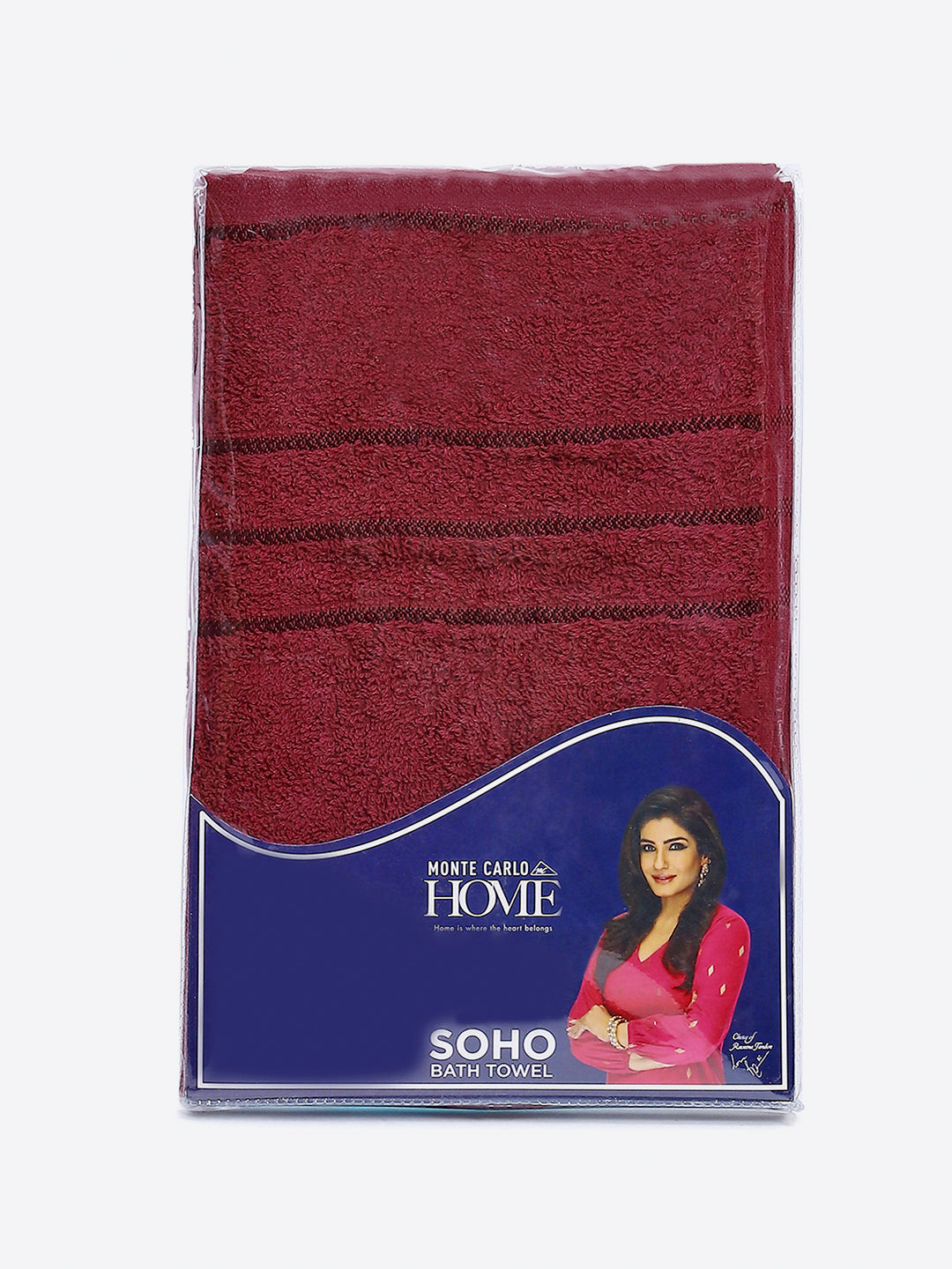 Maroon Cotton Solid 350 GSM Bath Towel (Soho)