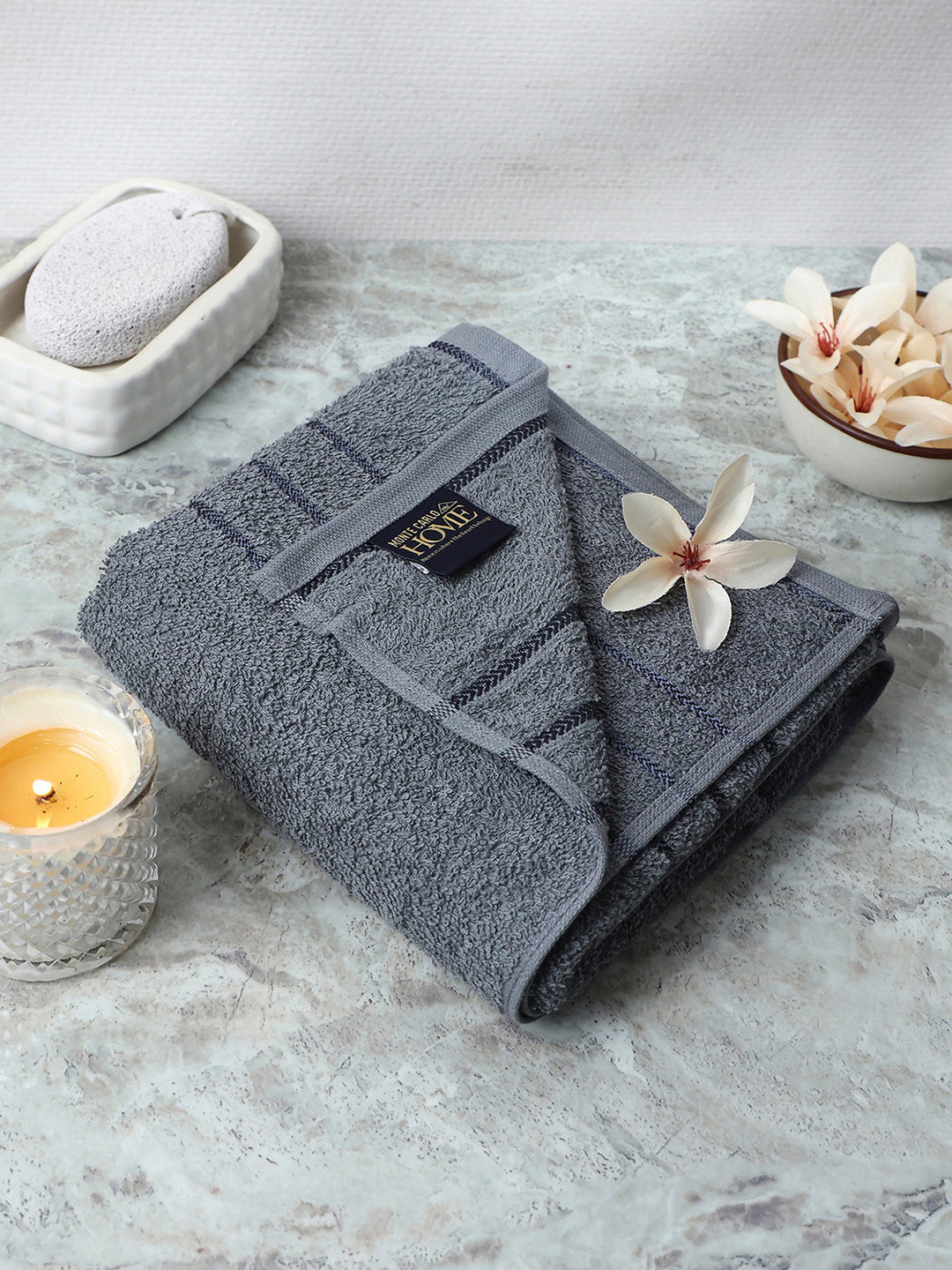 Grey Cotton Solid 350 GSM Bath Towel (Soho)