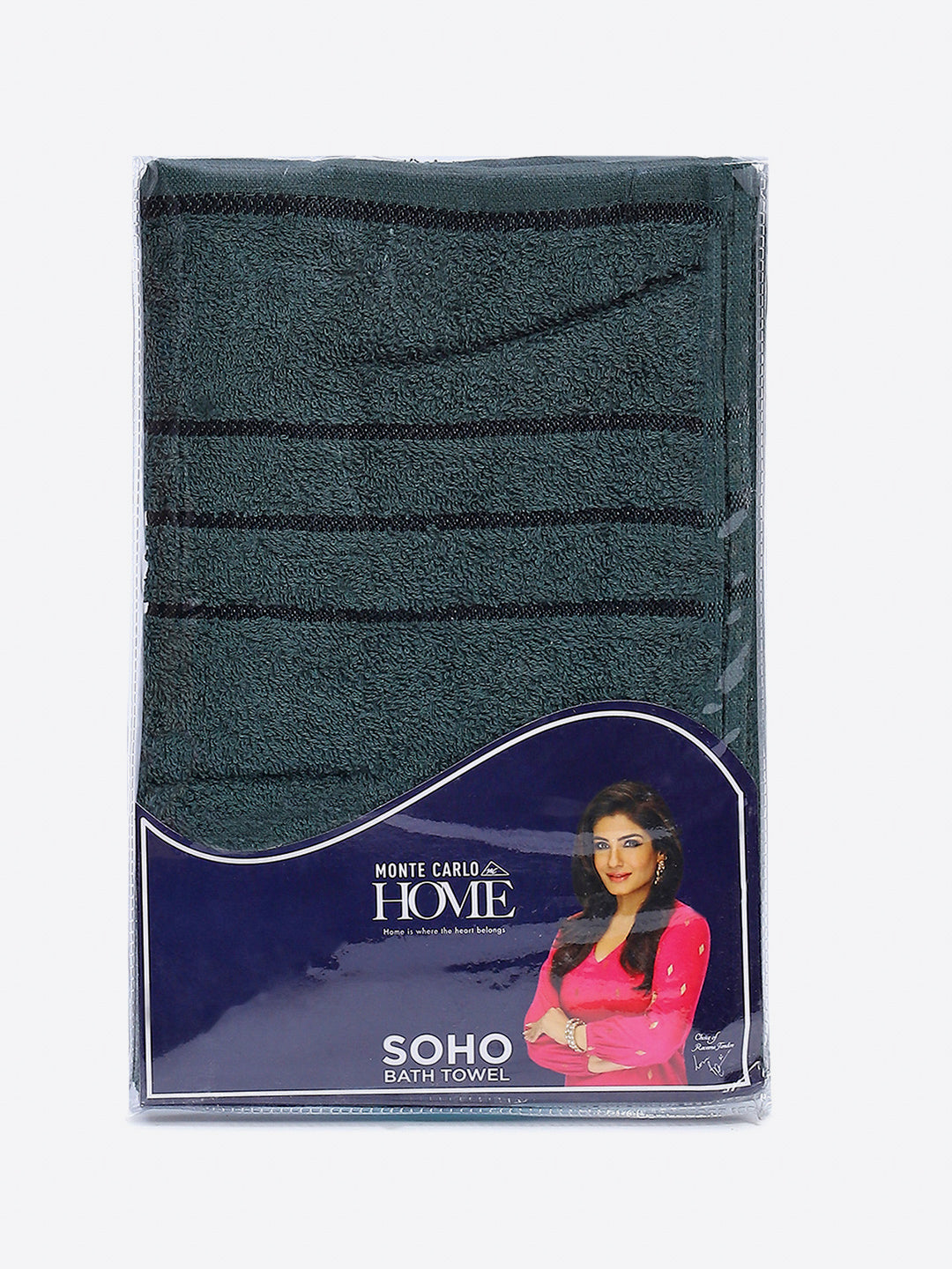 Bottle Green Cotton Solid 350 GSM Bath Towel (Soho)