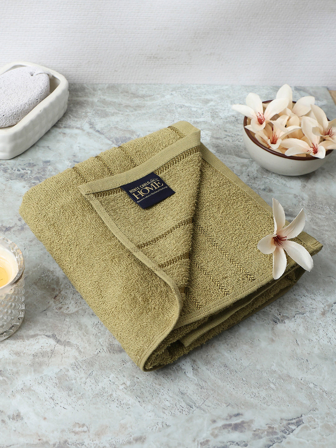 Camel Brown Cotton Solid 350 GSM Bath Towel (Soho)