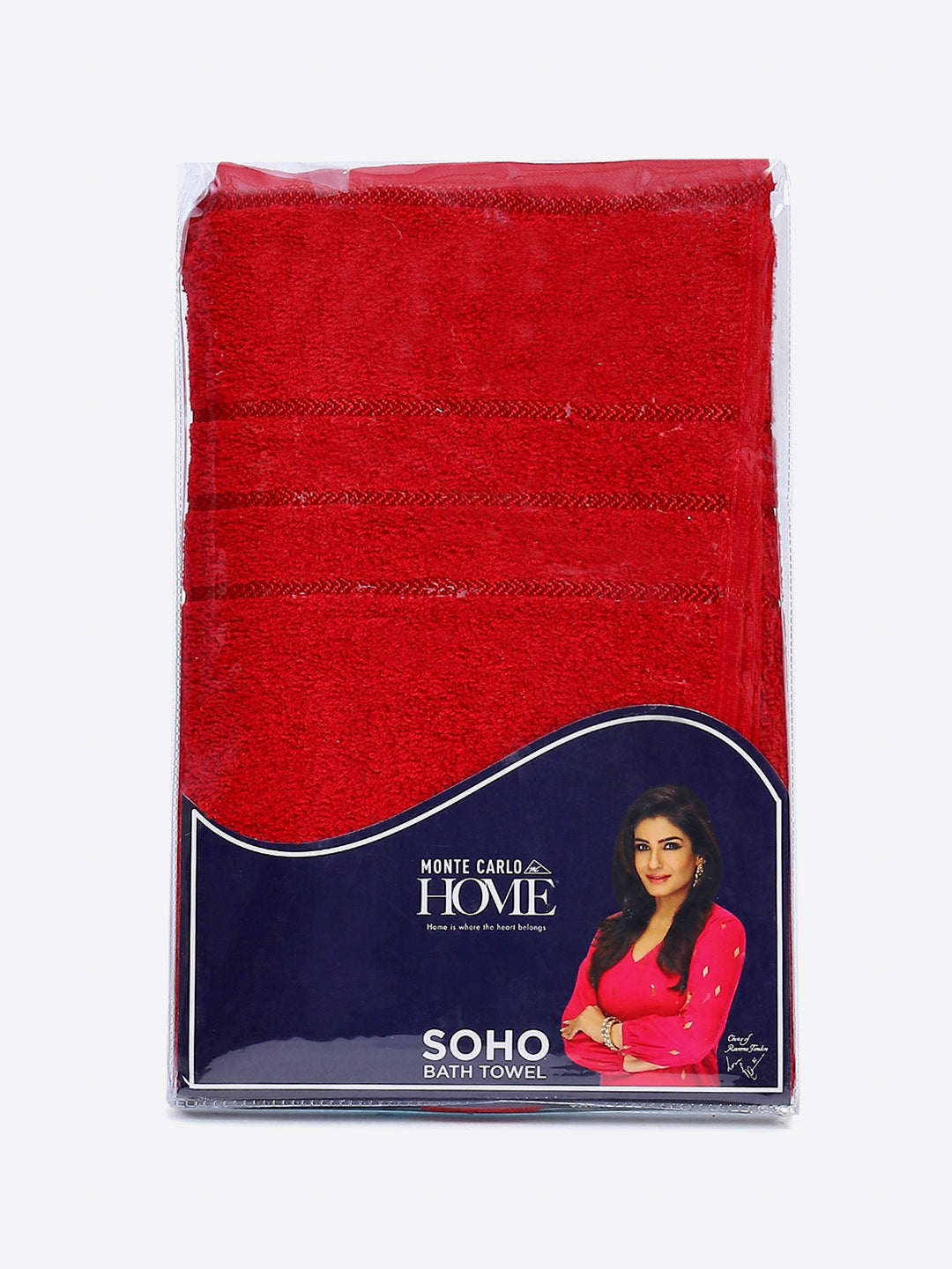 Red Cotton Solid 350 GSM Bath Towel (Soho)