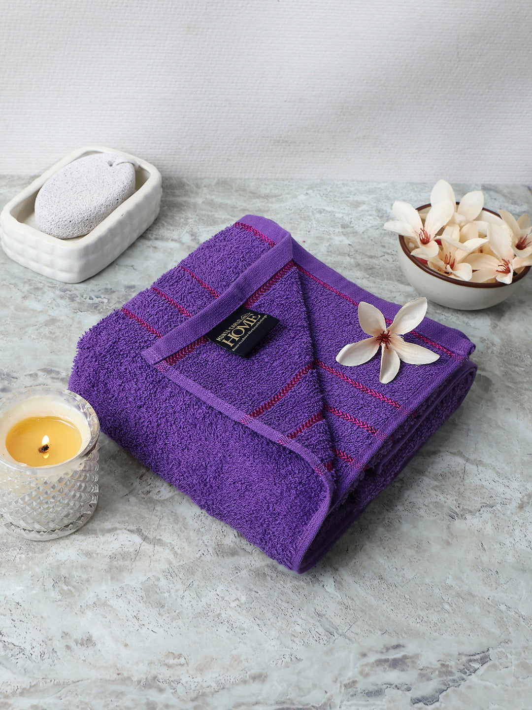 Purple Cotton Solid 350 GSM Bath Towel (Soho)