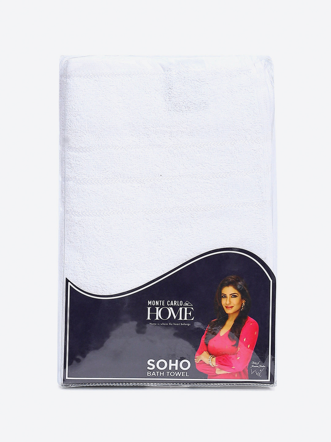 White Cotton Solid 350 GSM Bath Towel (Soho)