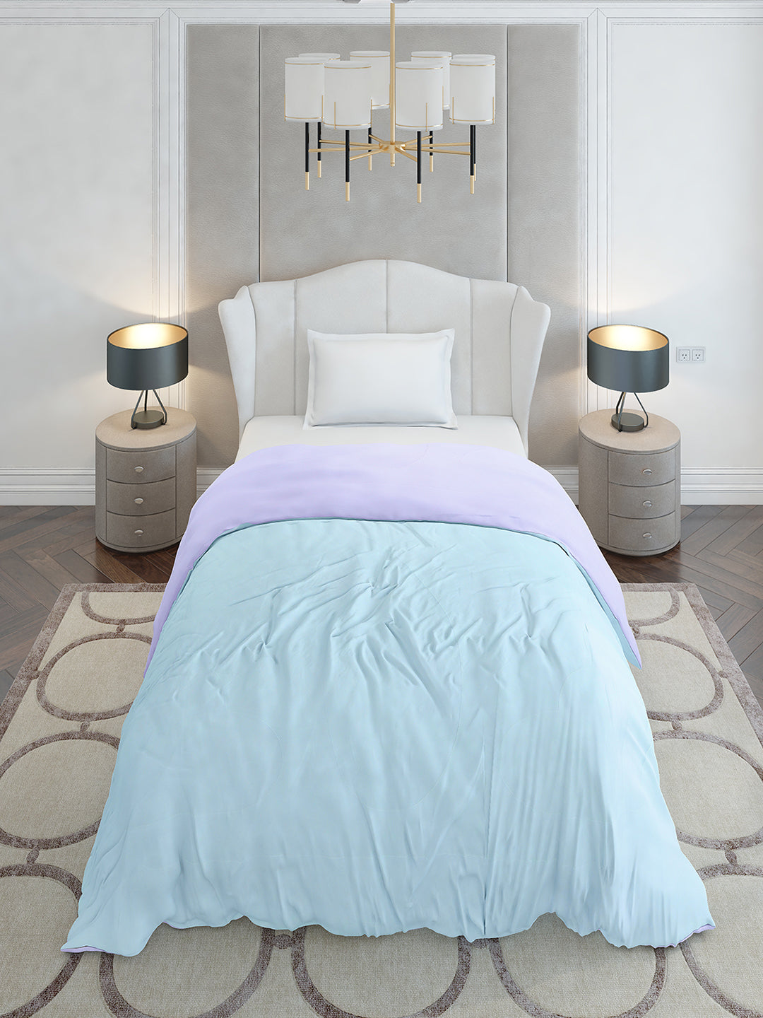 Solid Single Bed 110 GSM Comforter for AC Room - (Icefelgsb)