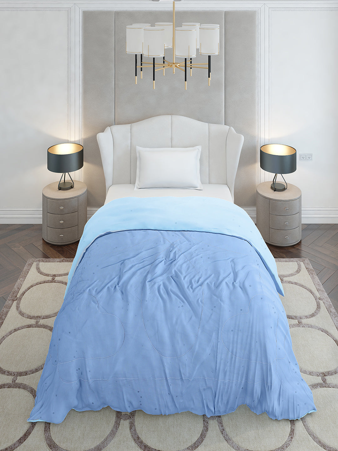 Solid Single Bed 110 GSM Comforter for AC Room - (Icefelgsb)