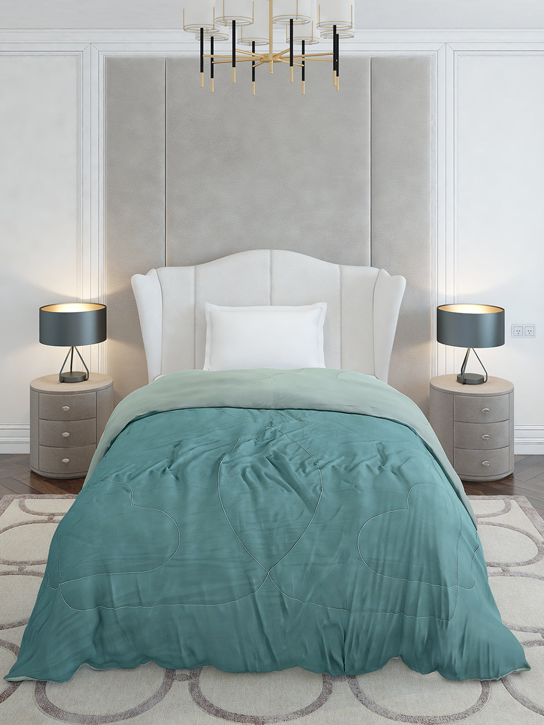 Solid Single Bed 110 GSM Comforter for AC Room - (Icefelgsb)