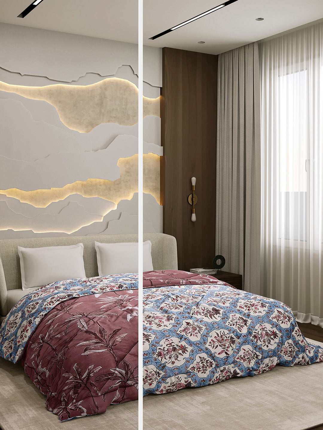 Printed Double Bed 3 Ply Comforter for AC Room - (Marvella)