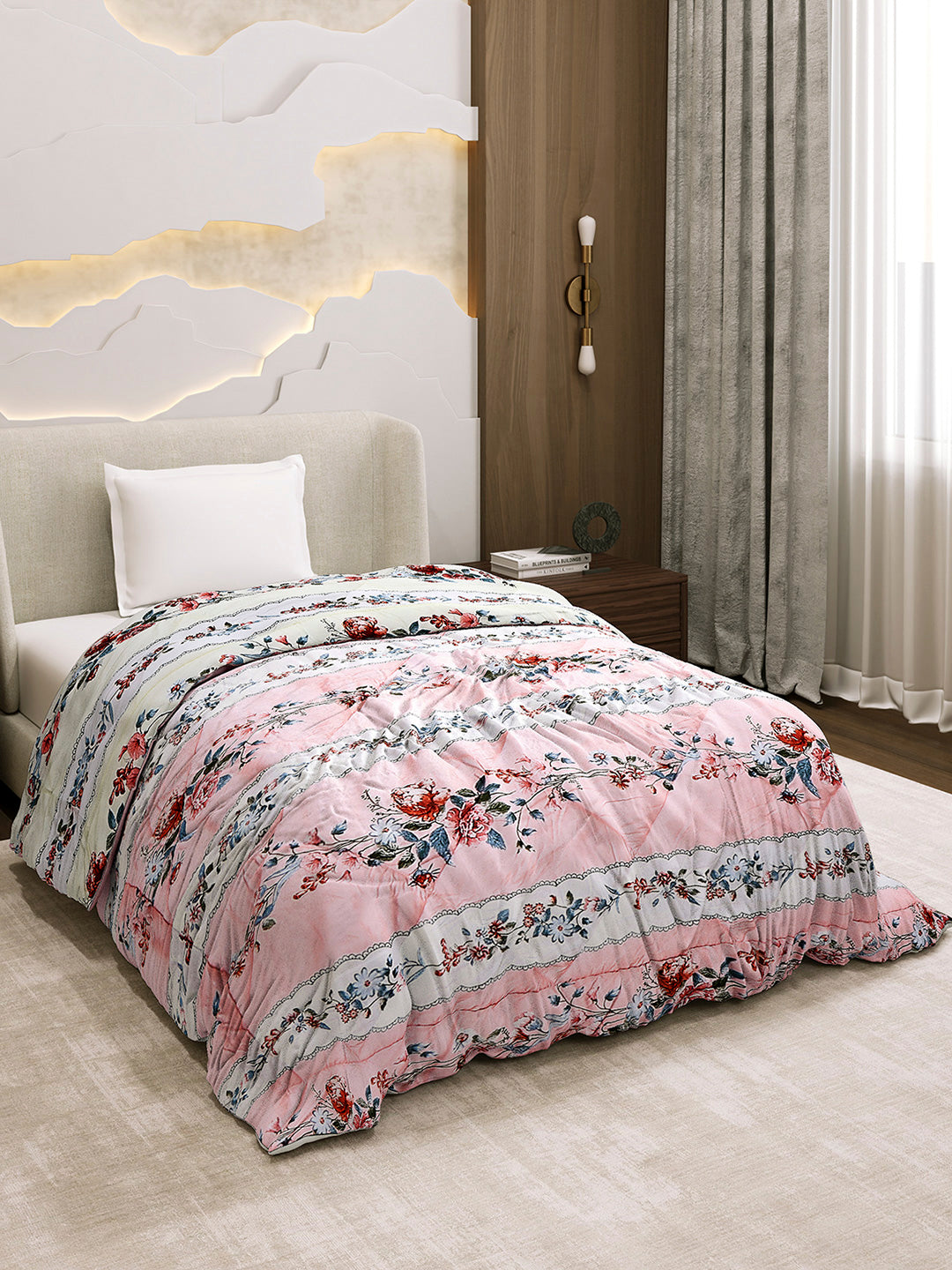 Printed Single Bed 3 Ply Comforter for AC Room - (Marvella)