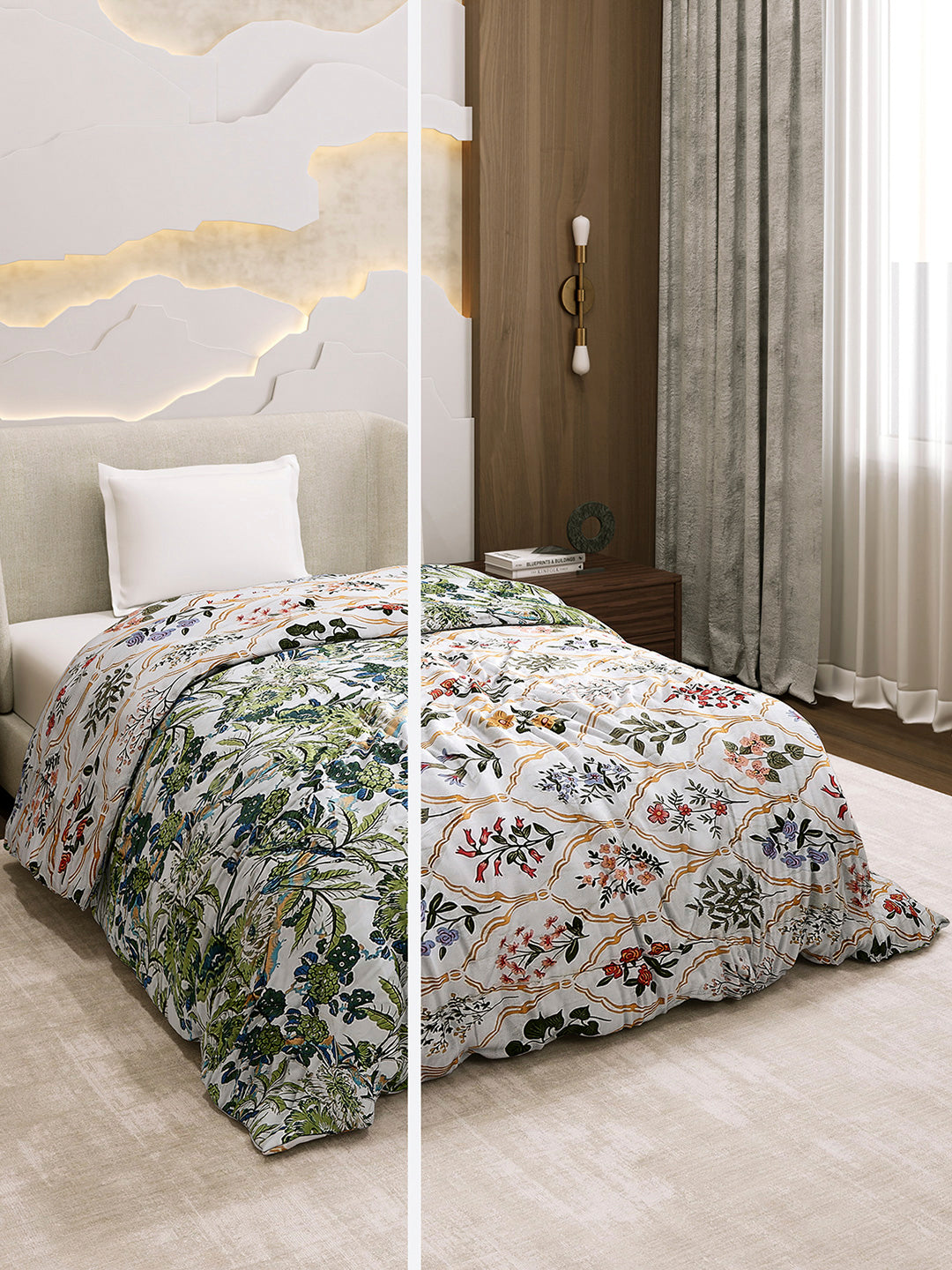 Printed Single Bed 3 Ply Comforter for AC Room - (Marvella)