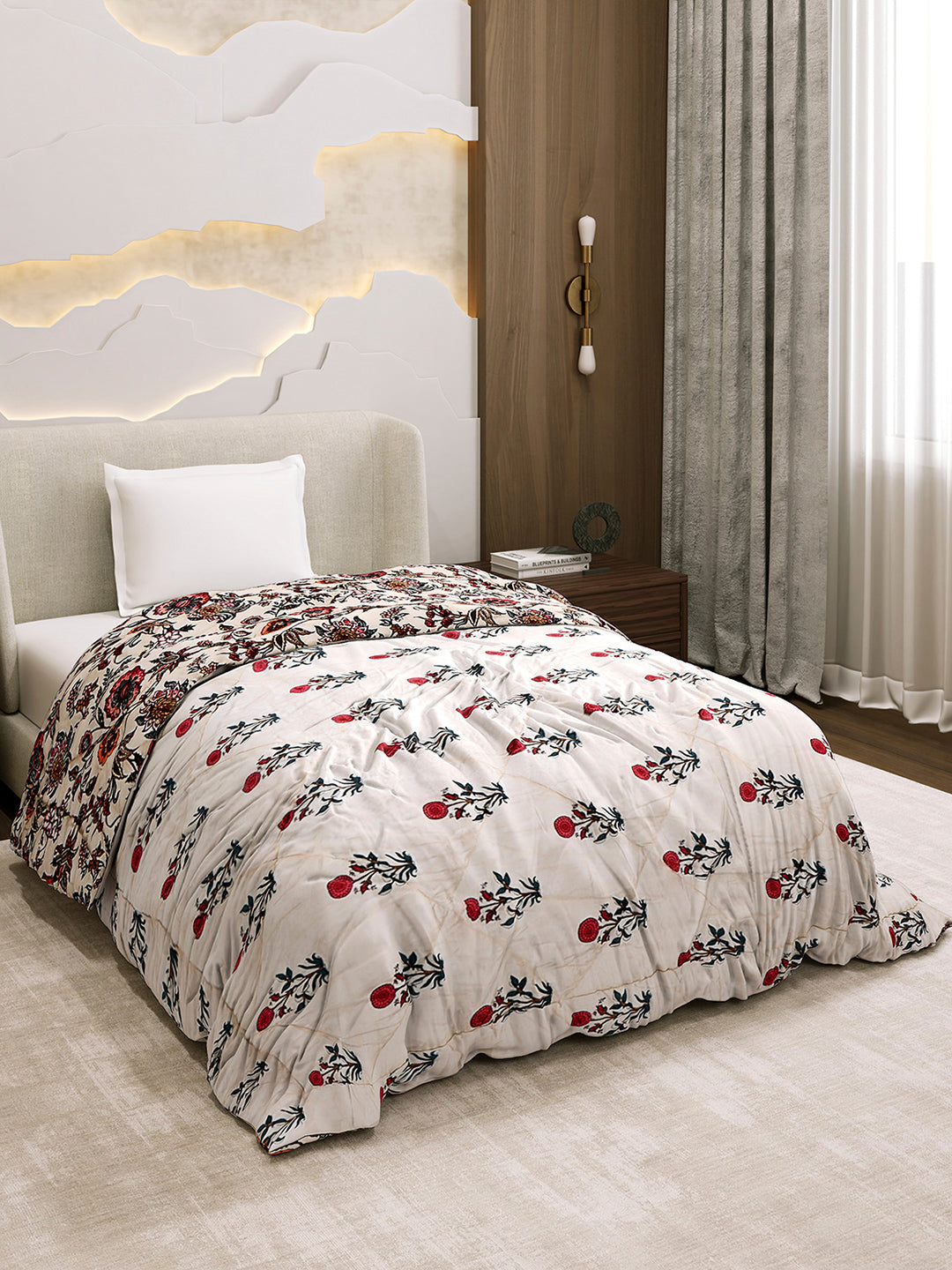 Printed Single Bed 3 Ply Comforter for AC Room - (Marvella)