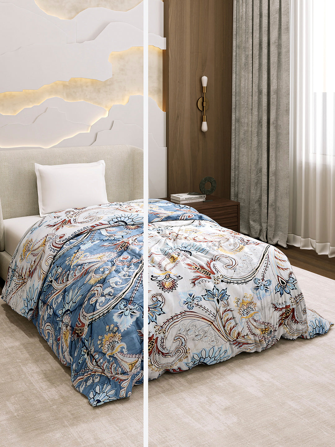 Printed Single Bed 3 Ply Comforter for AC Room - (Marvella)