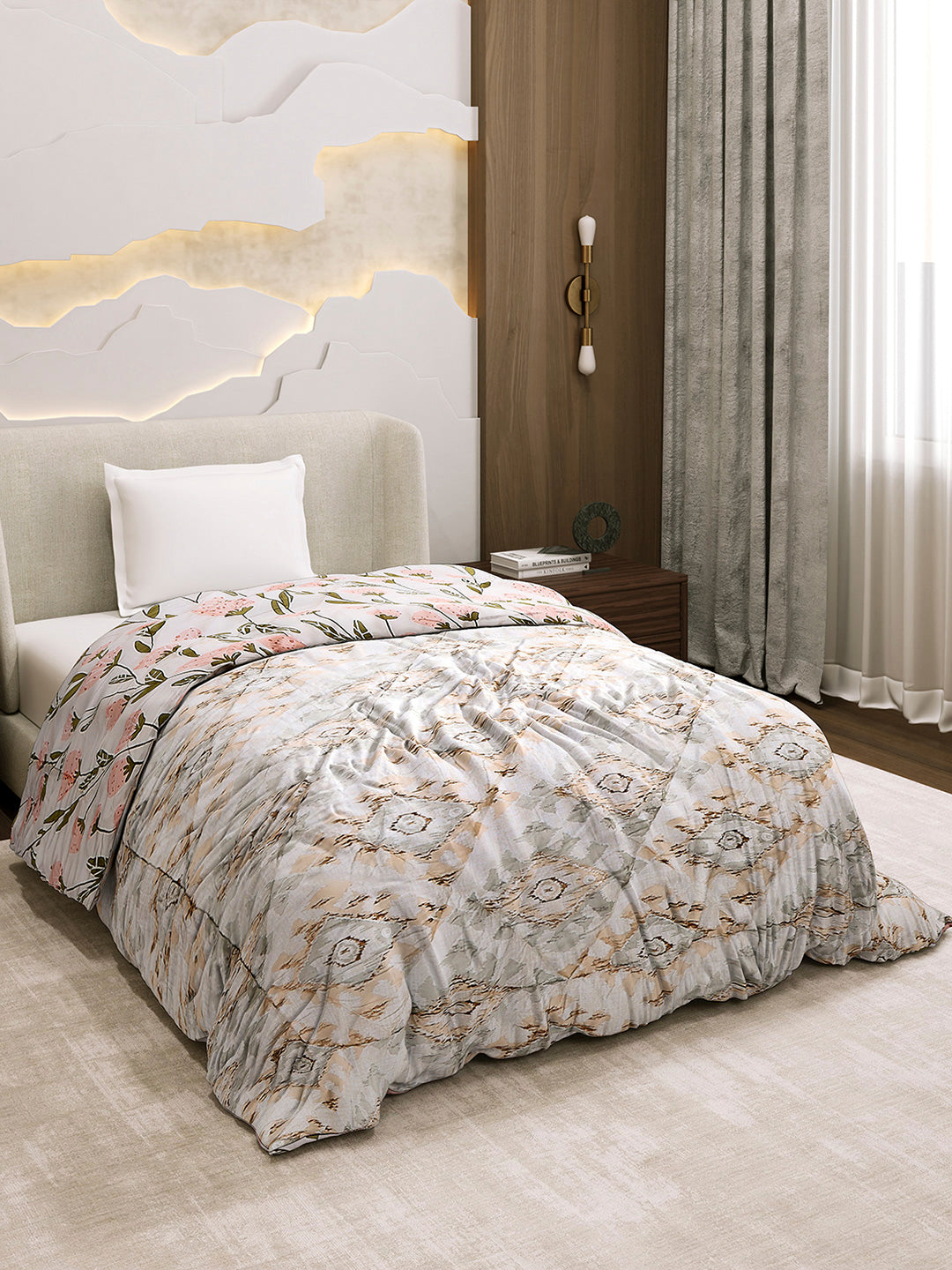 Printed Single Bed 3 Ply Comforter for AC Room - (Marvella)