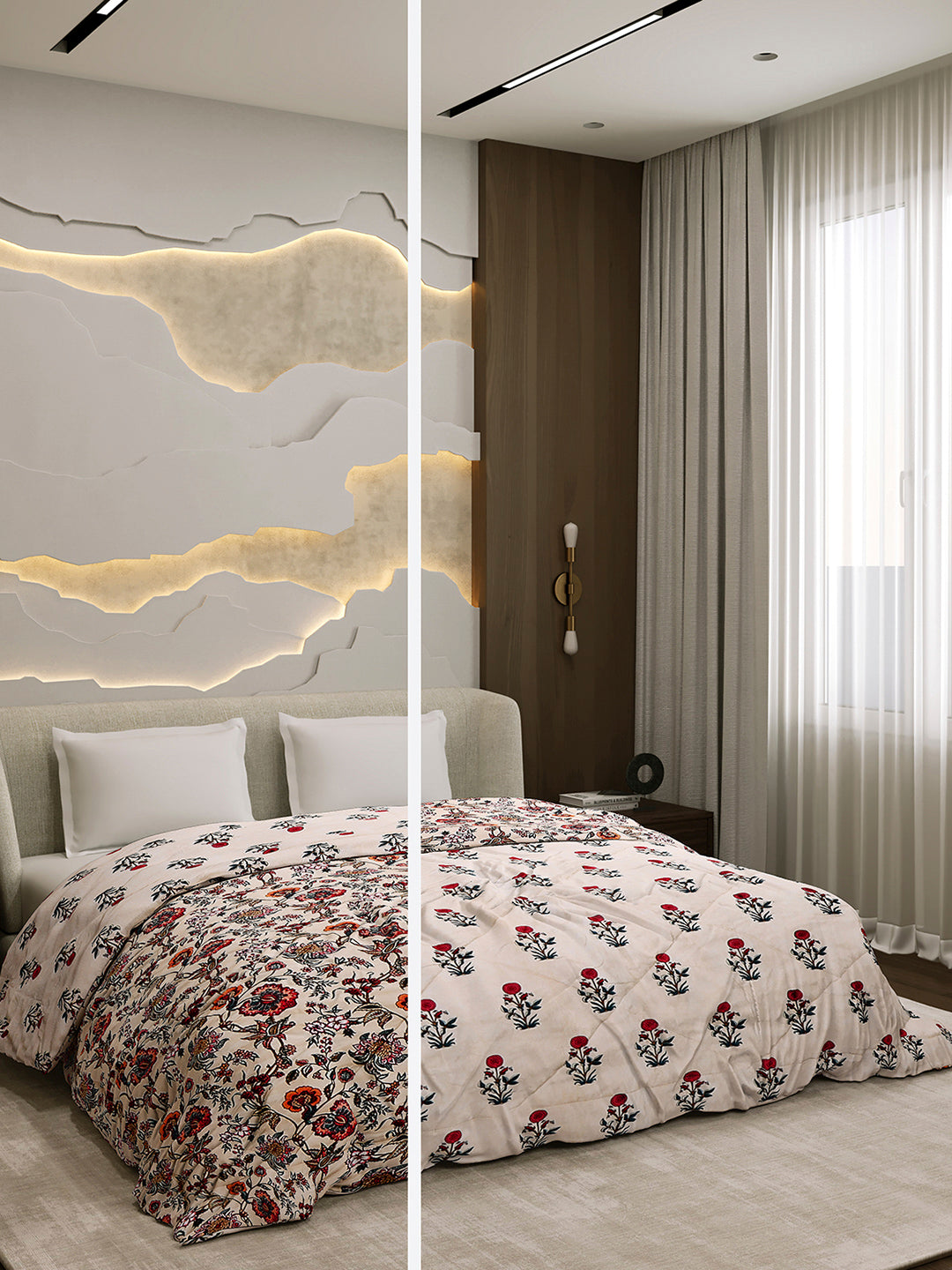 Printed Double Bed 3 Ply Comforter for AC Room - (Marvella)