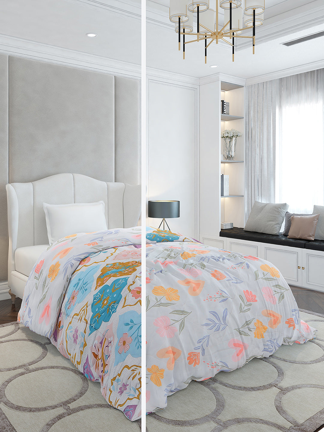 Printed Single Bed 120 GSM Comforter for AC Room - (Marvla)
