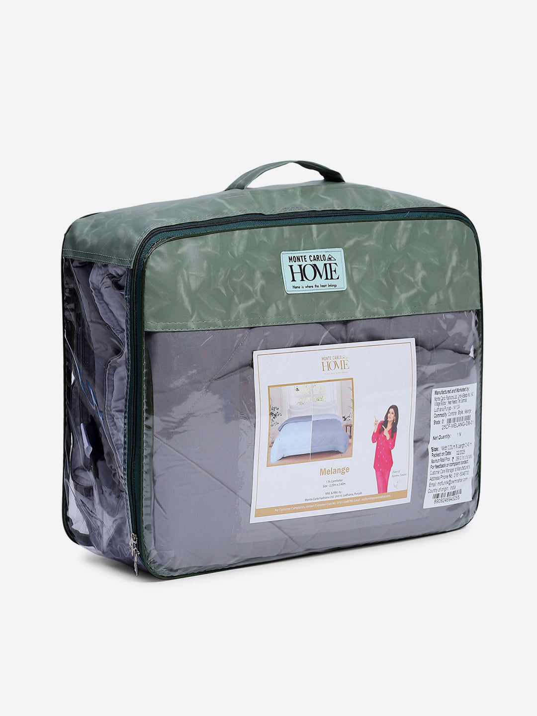 Solid Double Bed 3 Ply Comforter for AC Room - (Melange)