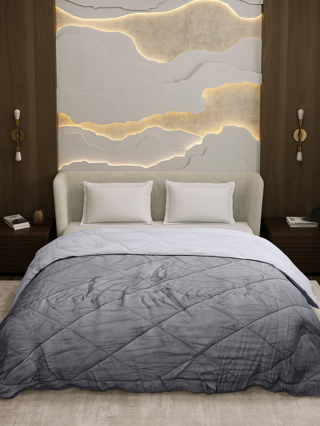 Solid Double Bed 3 Ply Comforter for AC Room - (Melange)