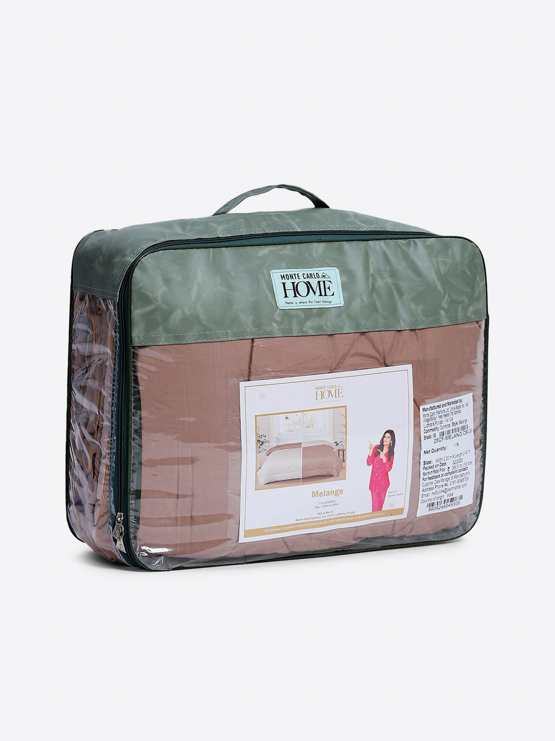 Solid Double Bed 3 Ply Comforter for AC Room - (Melange)