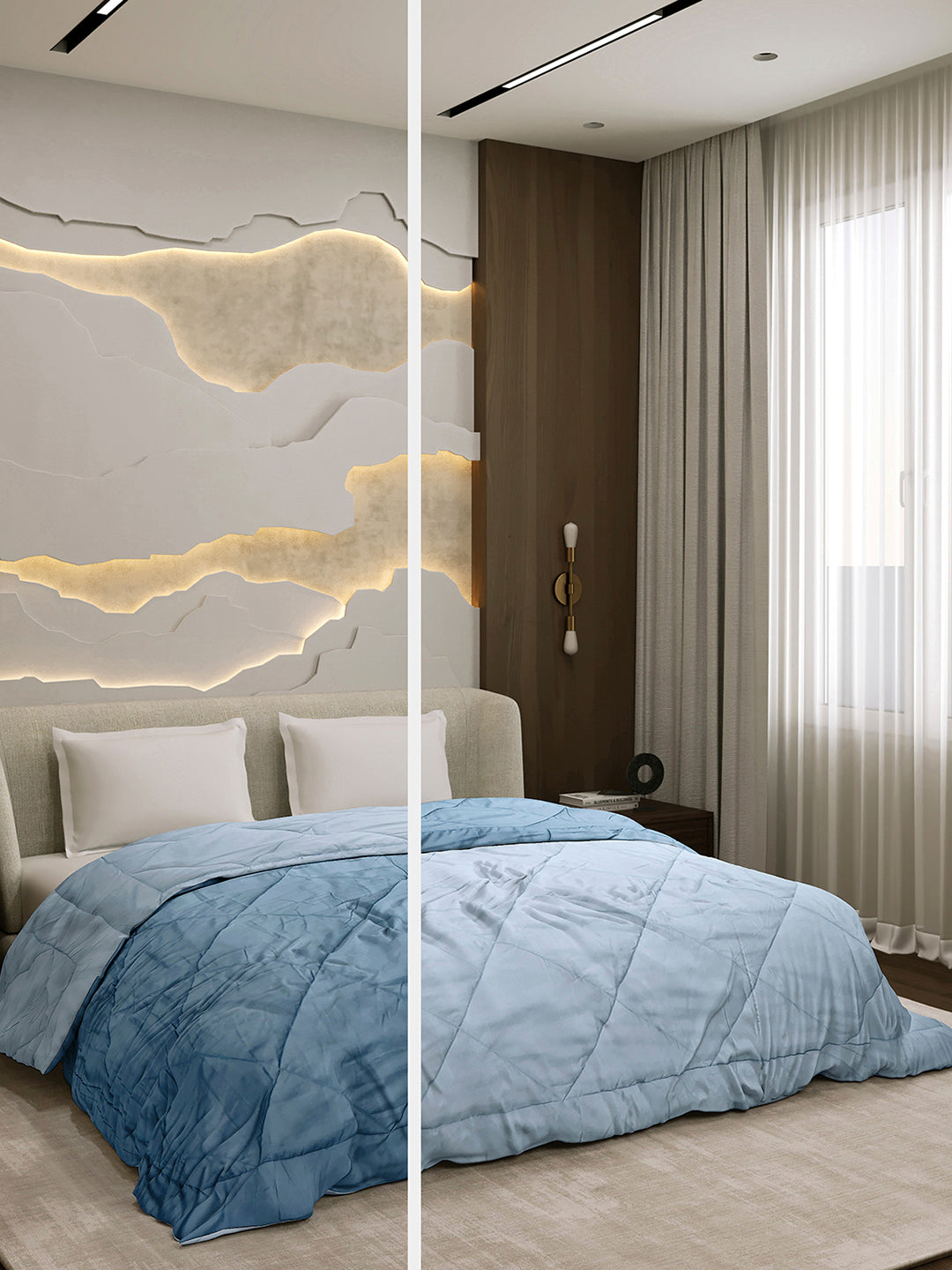 Solid Double Bed 3 Ply Comforter for AC Room - (Melange)