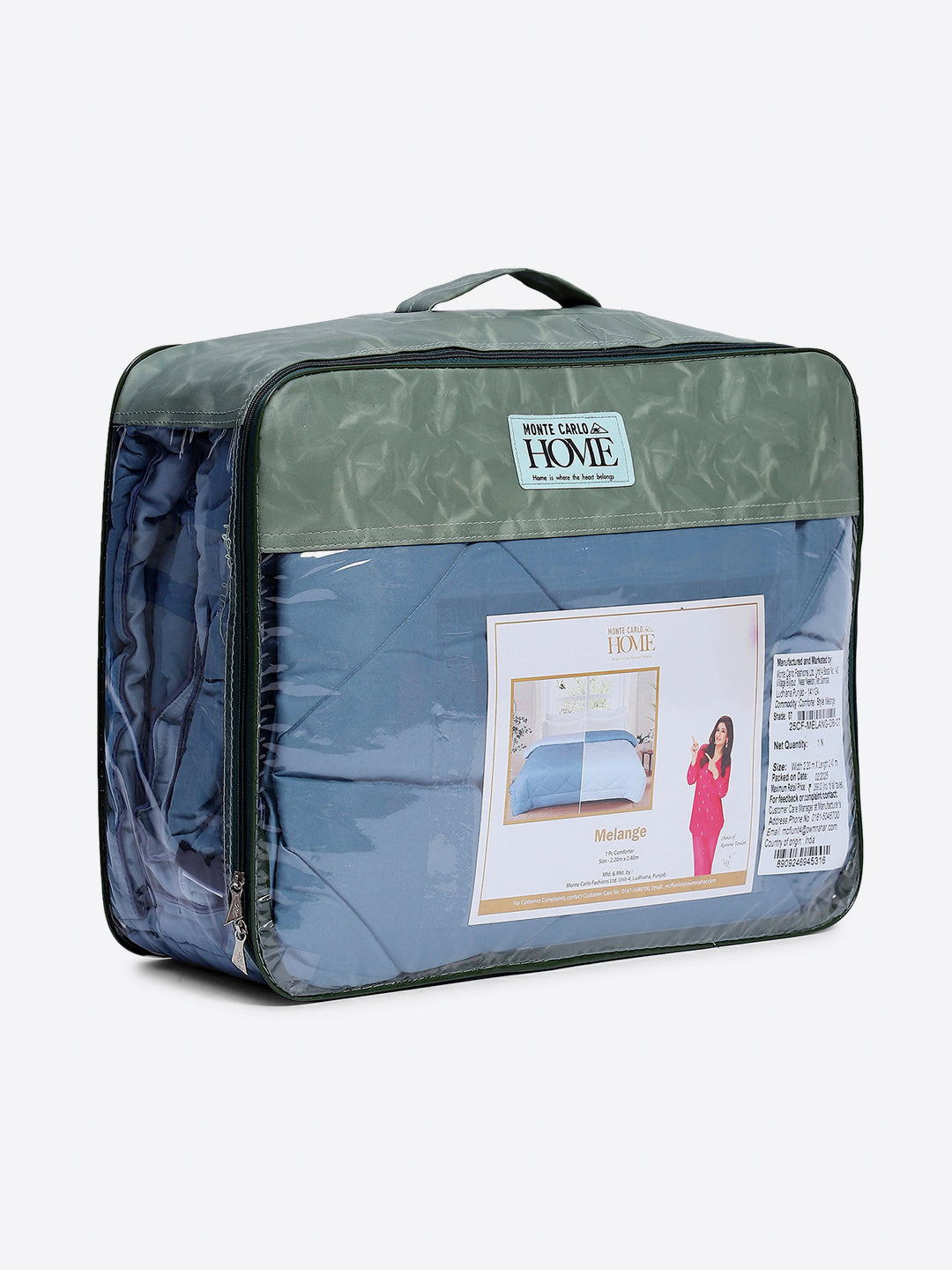 Solid Double Bed 3 Ply Comforter for AC Room - (Melange)