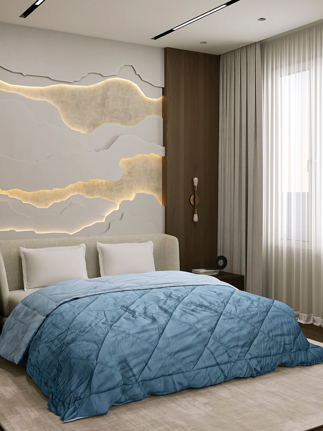 Solid Double Bed 3 Ply Comforter for AC Room - (Melange)