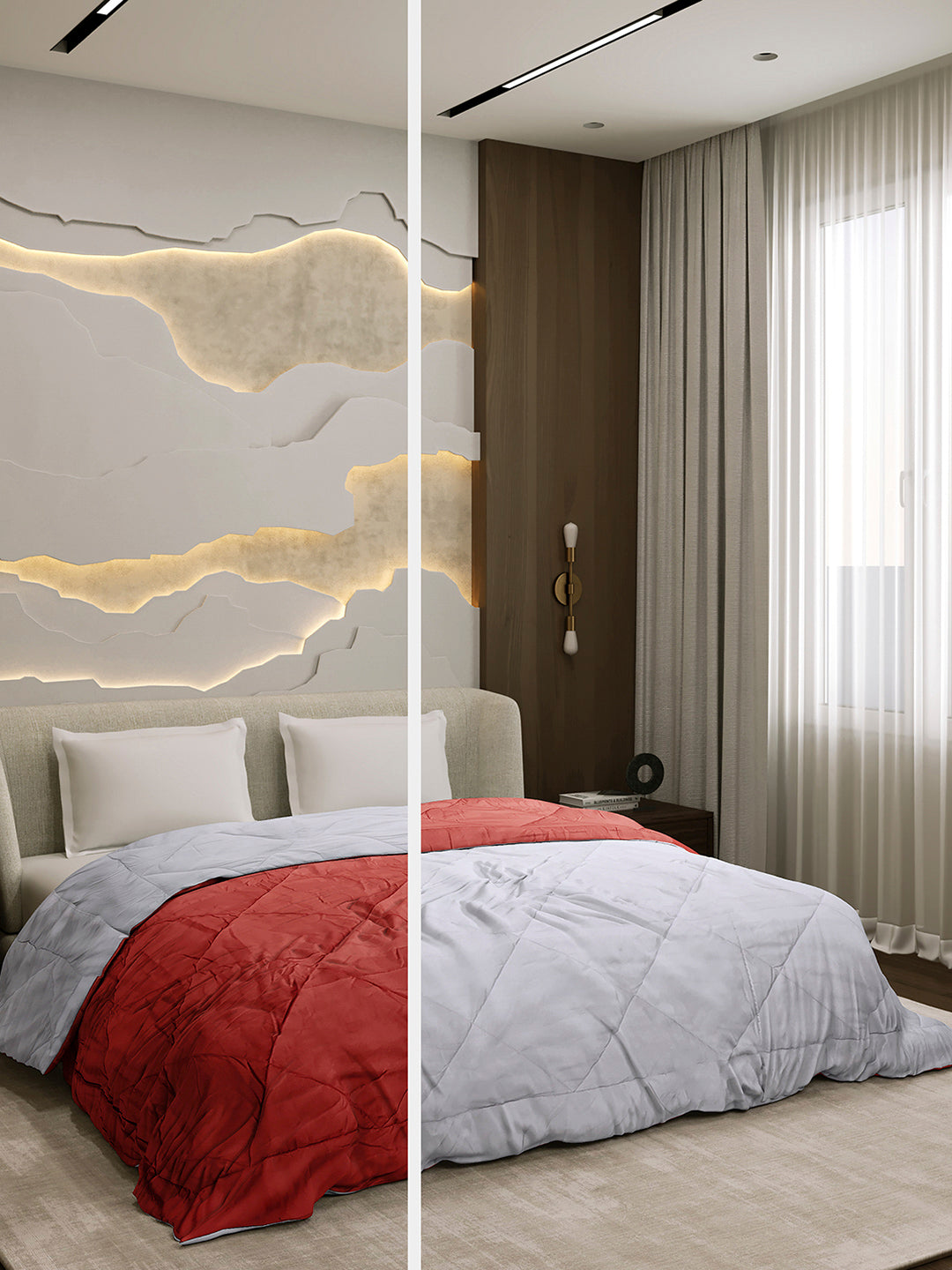 Solid Double Bed 3 Ply Comforter for AC Room - (Melange)