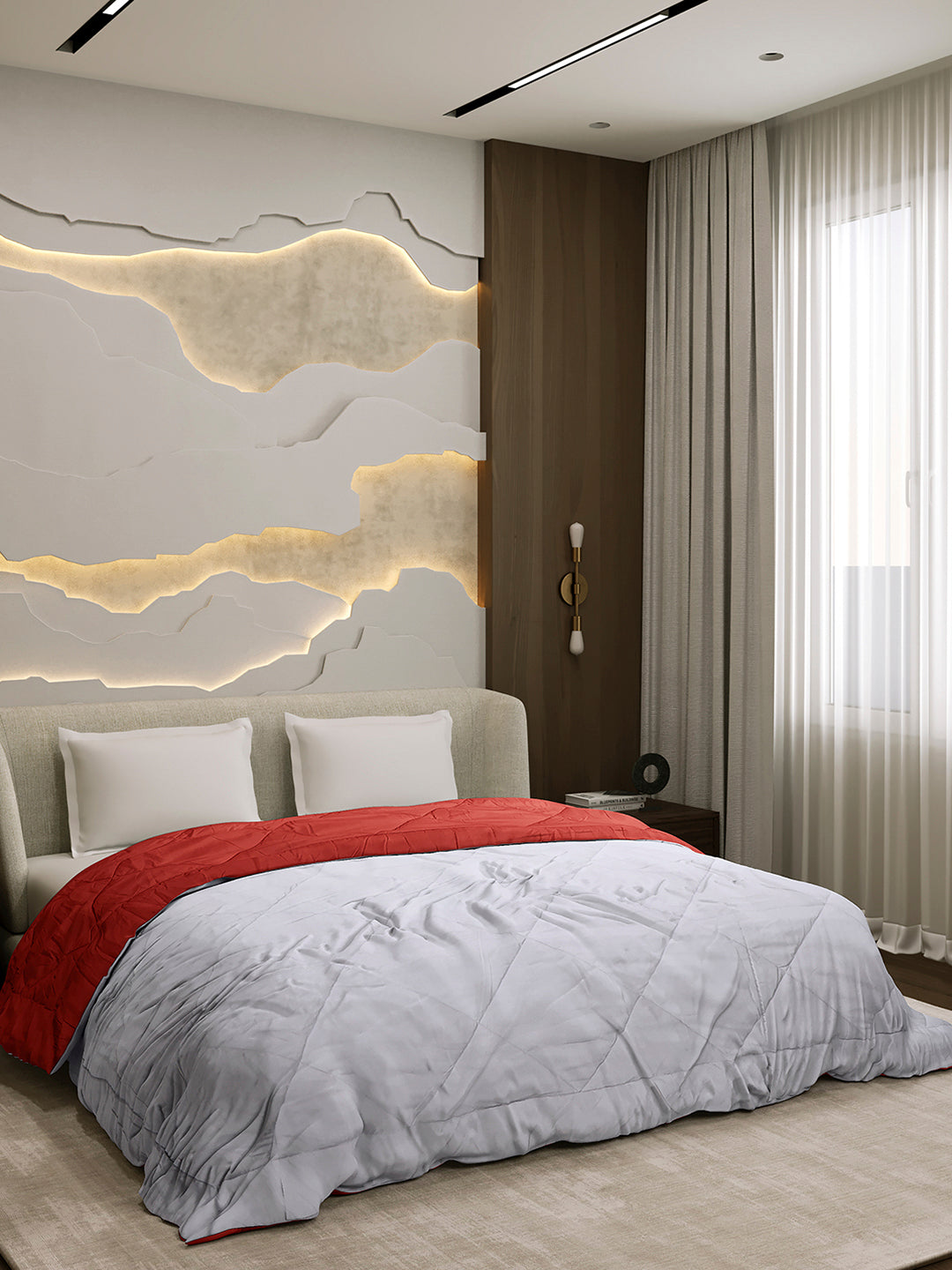 Solid Double Bed 3 Ply Comforter for AC Room - (Melange)