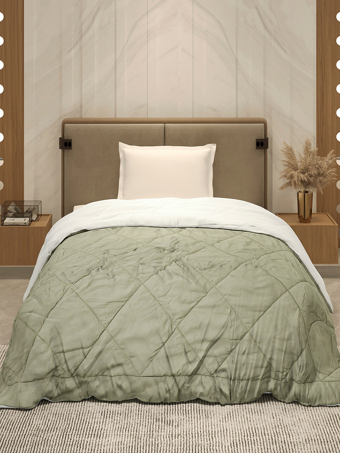 Solid Single Bed 3 Ply Comforter for AC Room - (Melange)