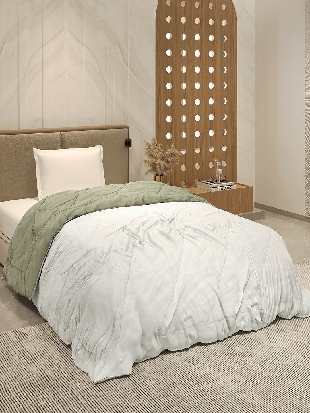 Solid Single Bed 3 Ply Comforter for AC Room - (Melange)