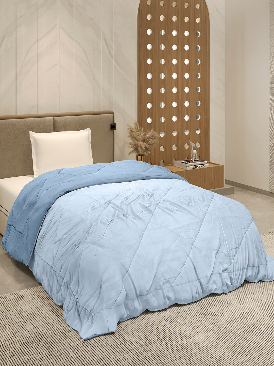 Solid Single Bed 3 Ply Comforter for AC Room - (Melange)