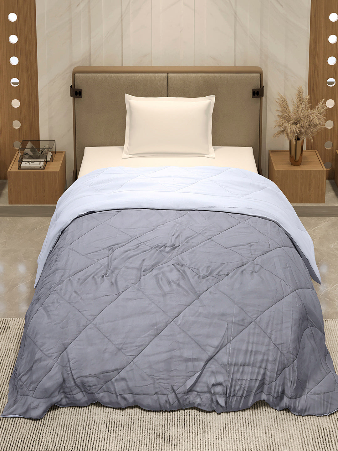 Solid Single Bed 3 Ply Comforter for AC Room - (Melange)