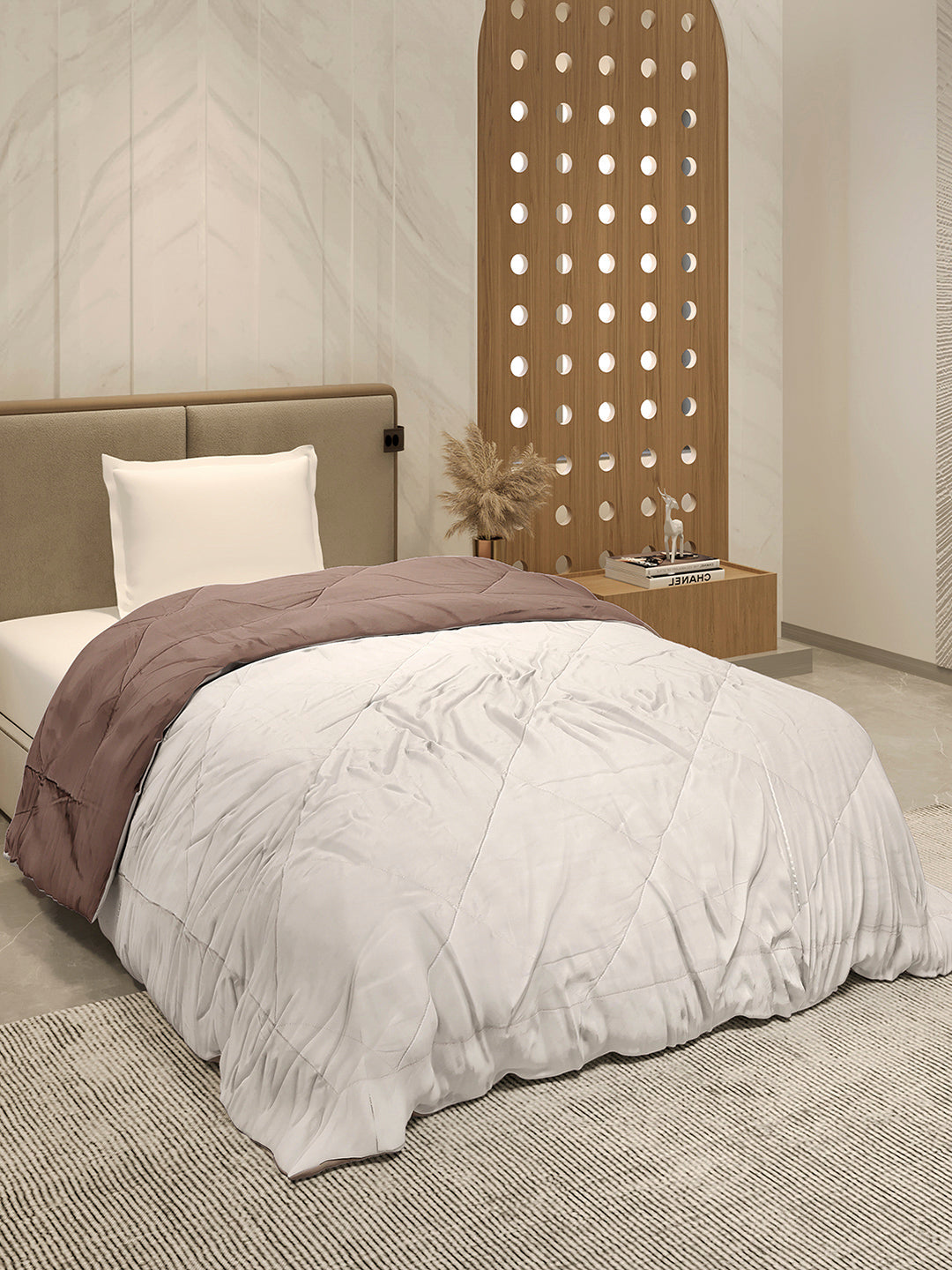 Solid Single Bed 3 Ply Comforter for AC Room - (Melange)