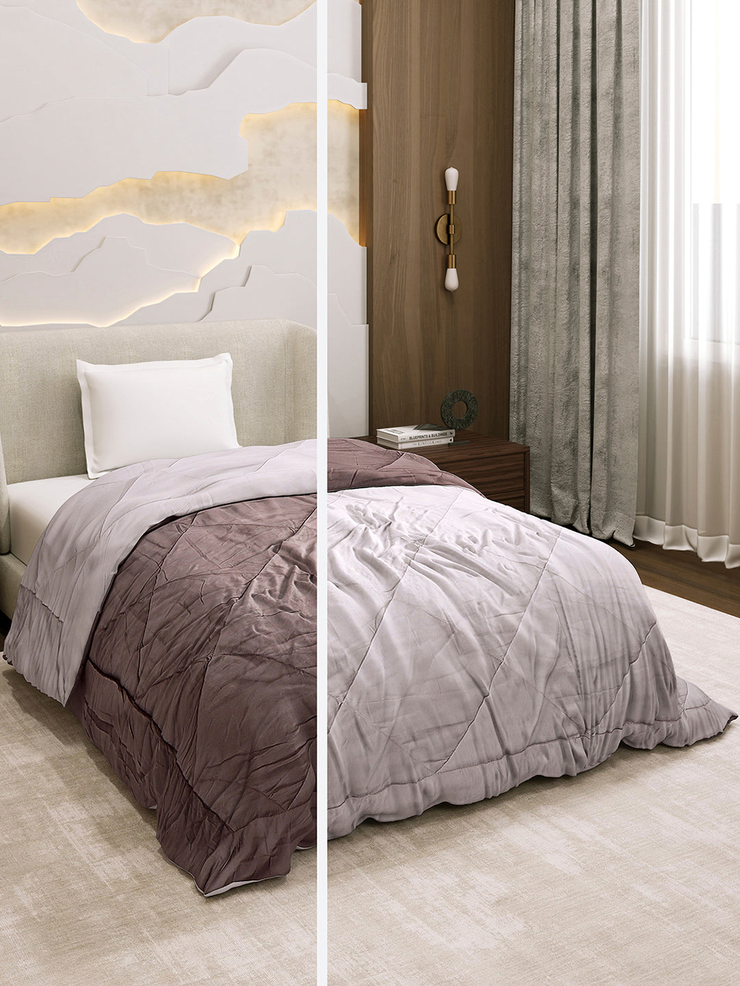 Solid Single Bed 3 Ply Comforter for AC Room - (Melange)