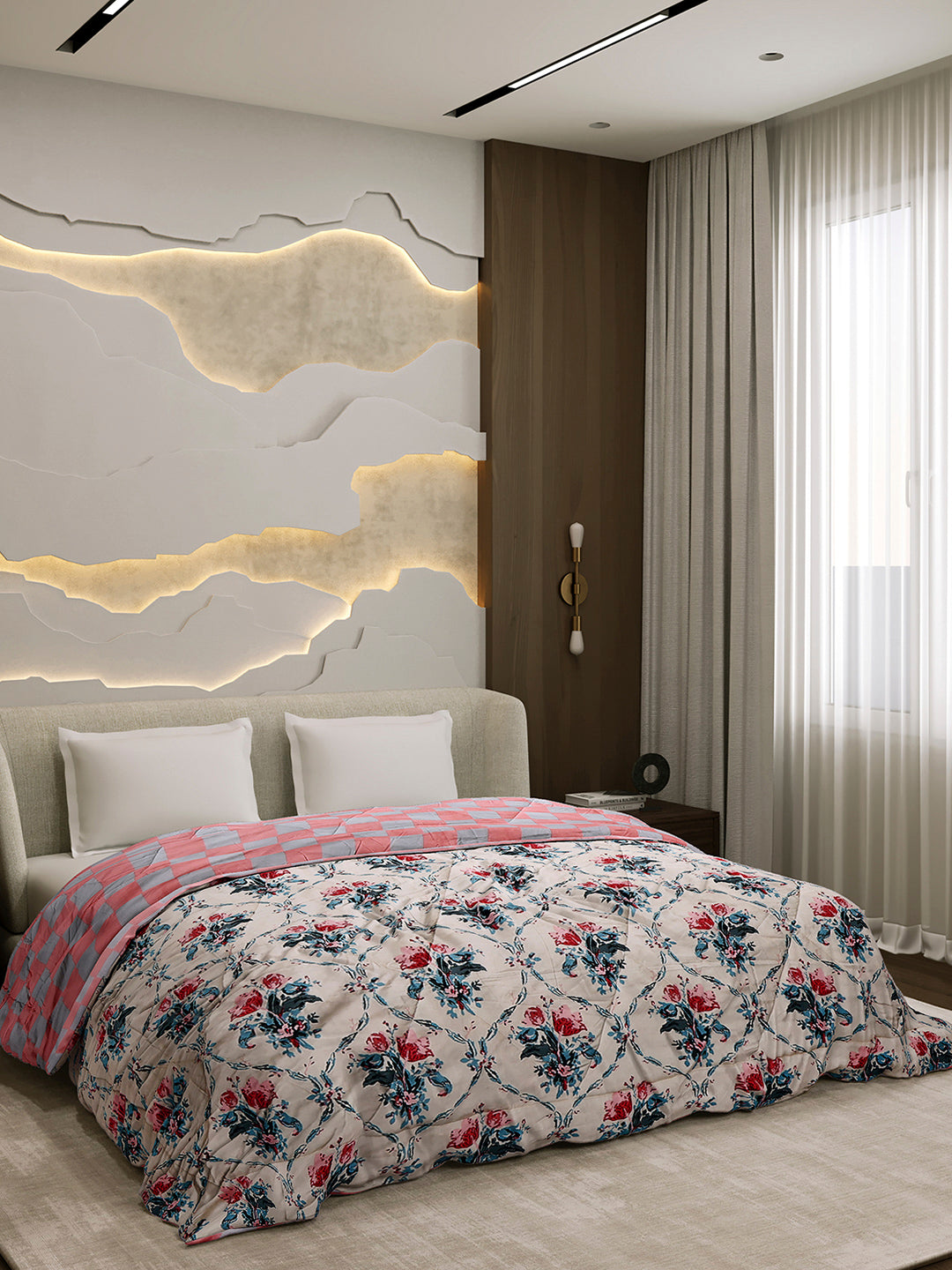 Printed Double Bed 3 Ply Comforter for AC Room - (Sanskriti)