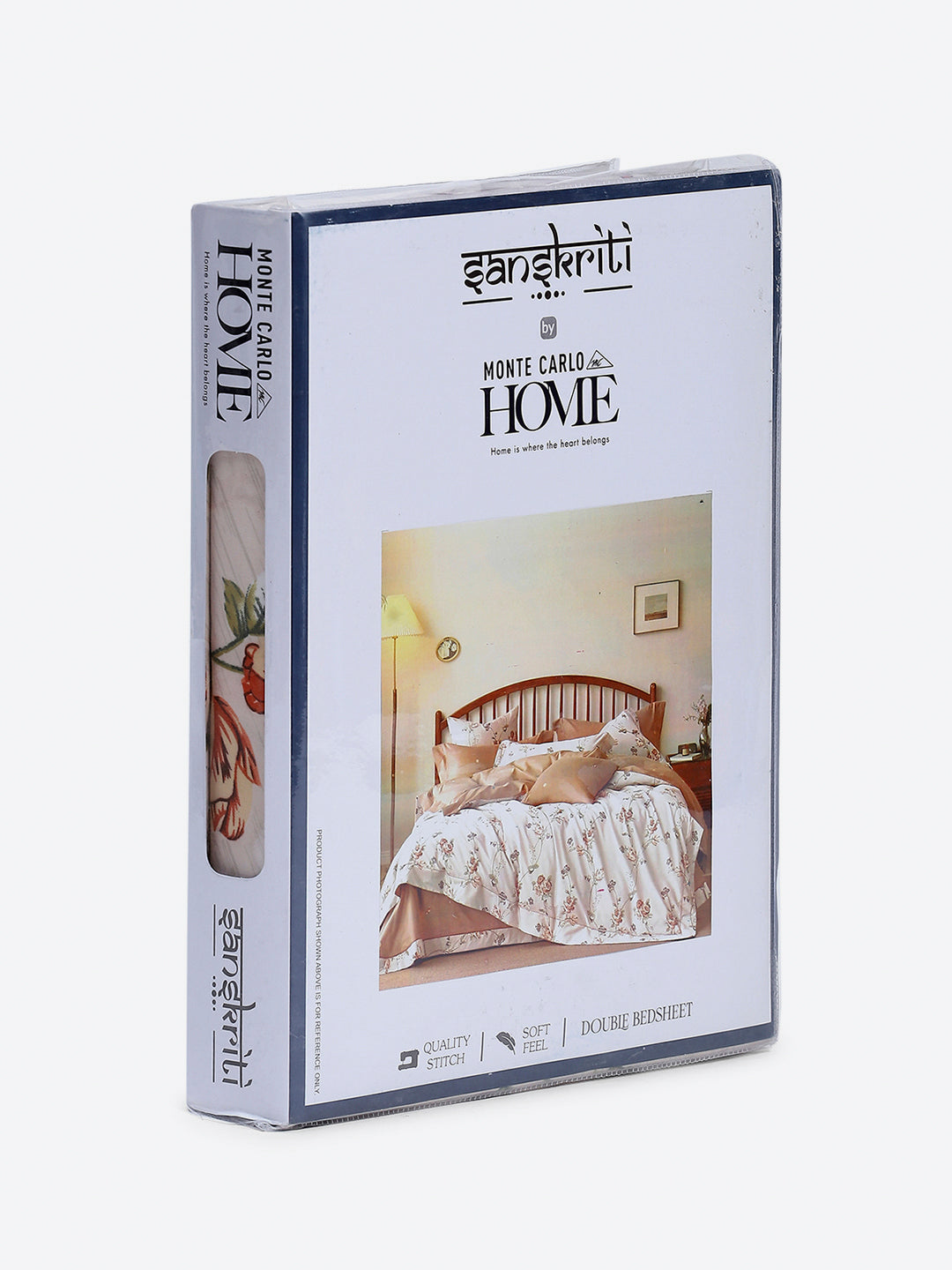 Printed Double Bed 130 GSM 4 Pc Bedding Set (1 Bedsheet, 1 AC Comforter & 2 Pillow Cover)